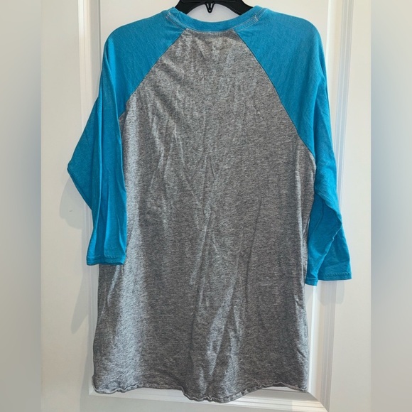 Secret Artist Graphic Raglan Baseball Tee • Tribal Headdress Design• Blue & Gray - Picture 2 of 2